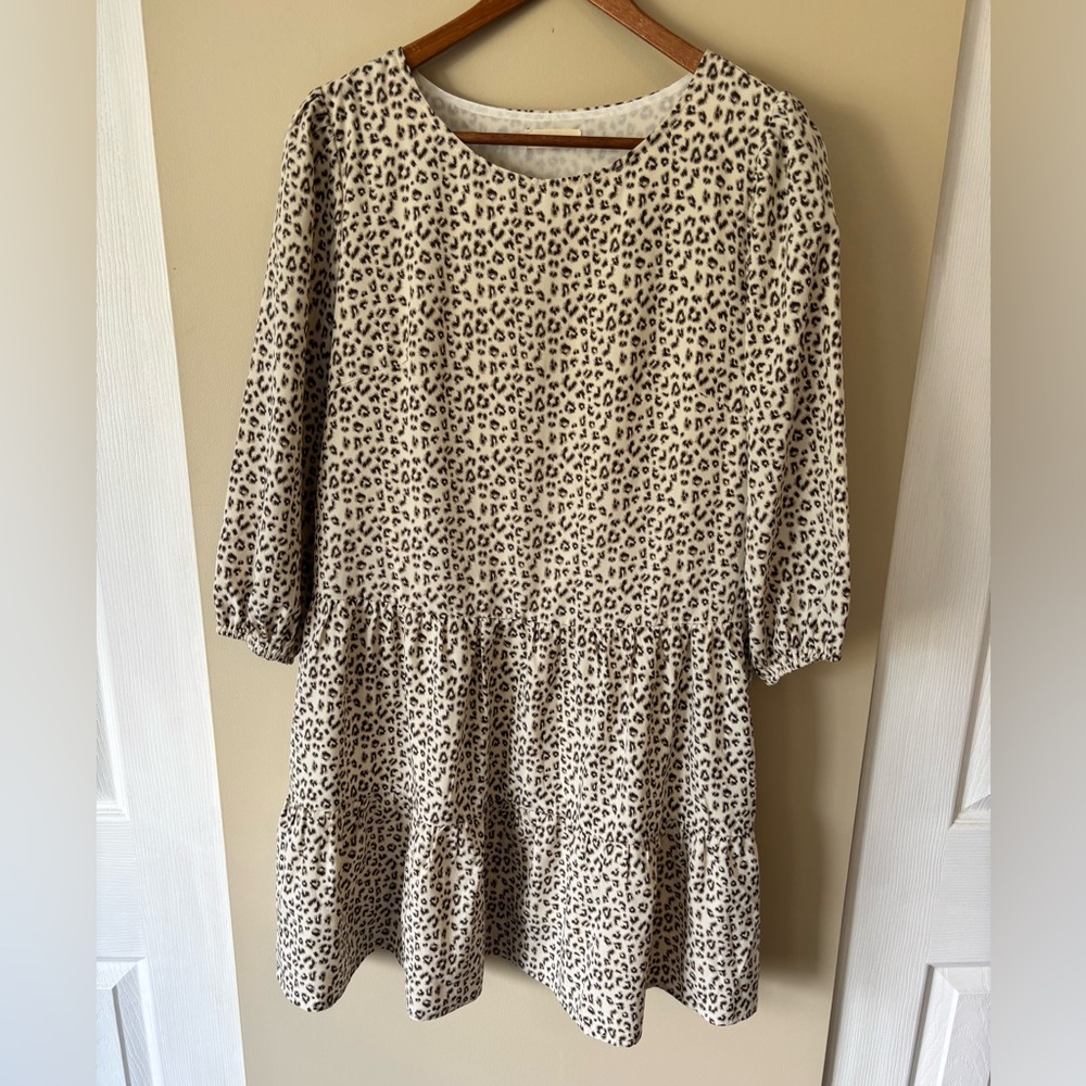 Andthewhy Leopard Print Long Sleeve Dress Size Medium